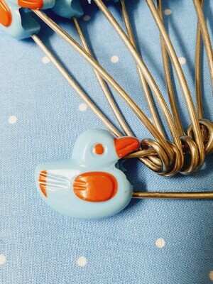 Diaper Pins - Duck - Blue with orange wings