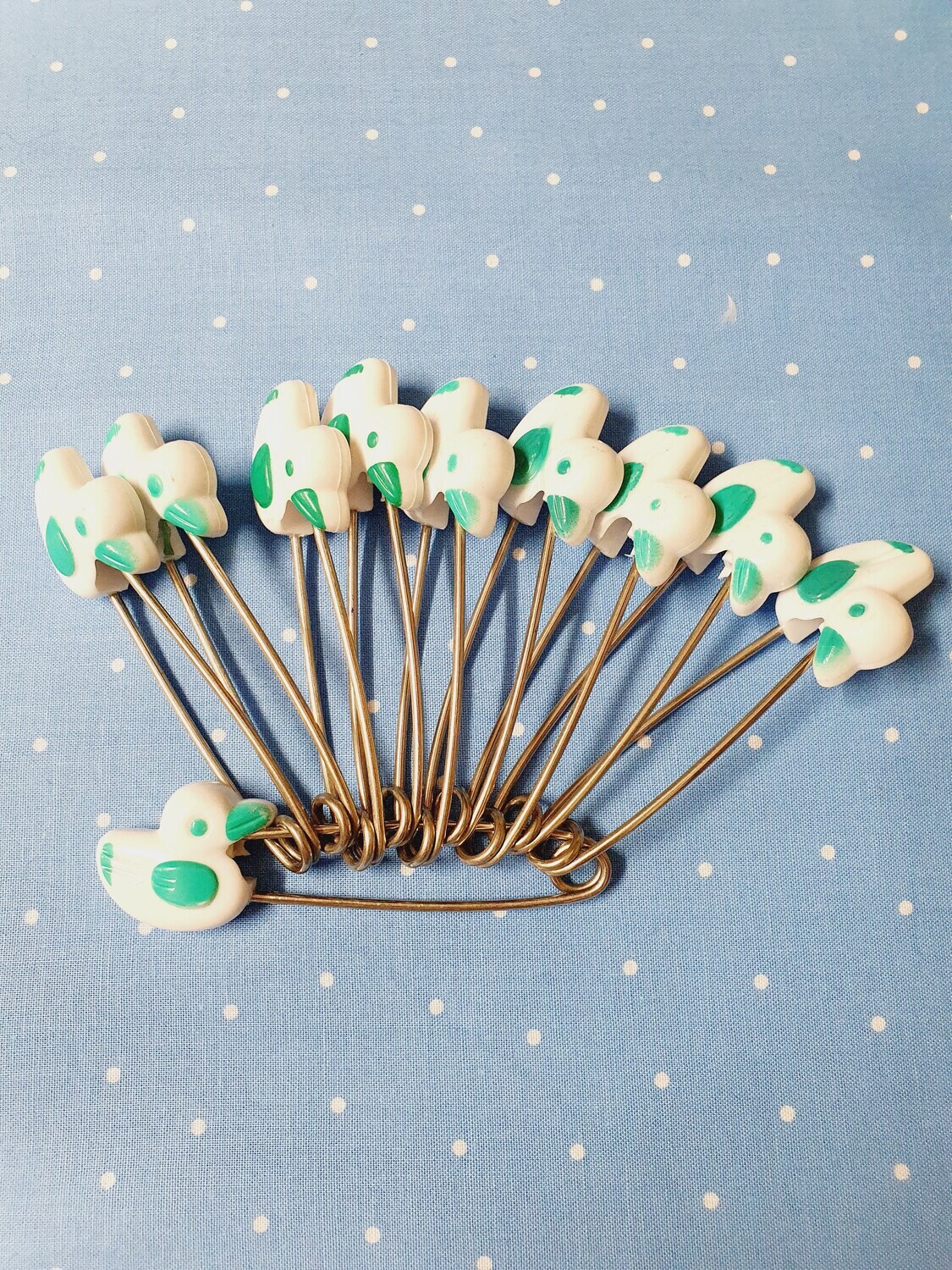 Diaper Pins - Duck - White with mint wings