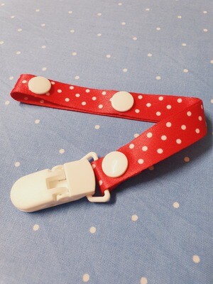 Pacifier Clip - Material - Pink and white spot