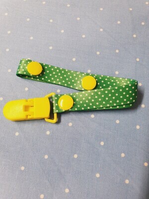 Pacifier Clip - Material - Green with white spot