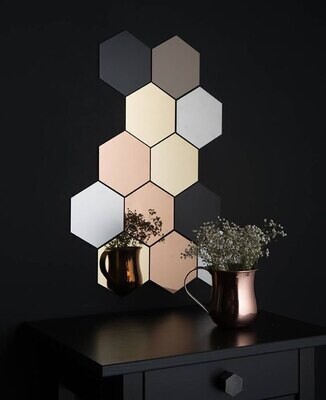 ESPEJO HEXAGONAL DECORATIVO CON ADHESIVO