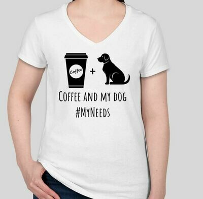 Women's 100% Cotton T-shirt Coffee and My Dog (Women) White