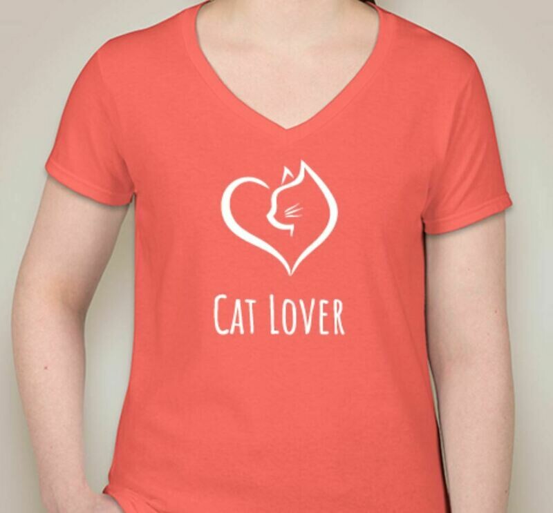 Women's T-shirt Cat Lover (Coral)