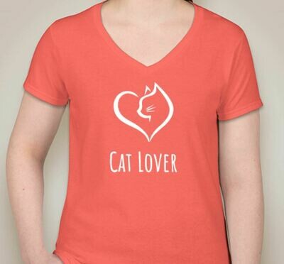 Women's T-shirt Cat Lover (Coral)