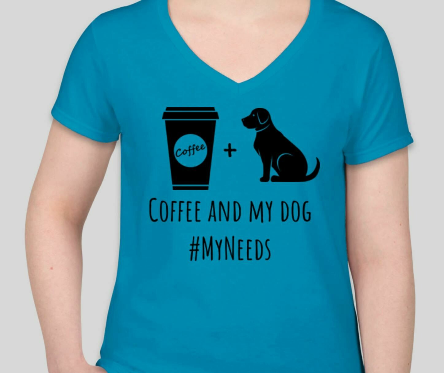 Women's 100% Cotton T-shirt Coffee and My Dog (Women) Sapphire