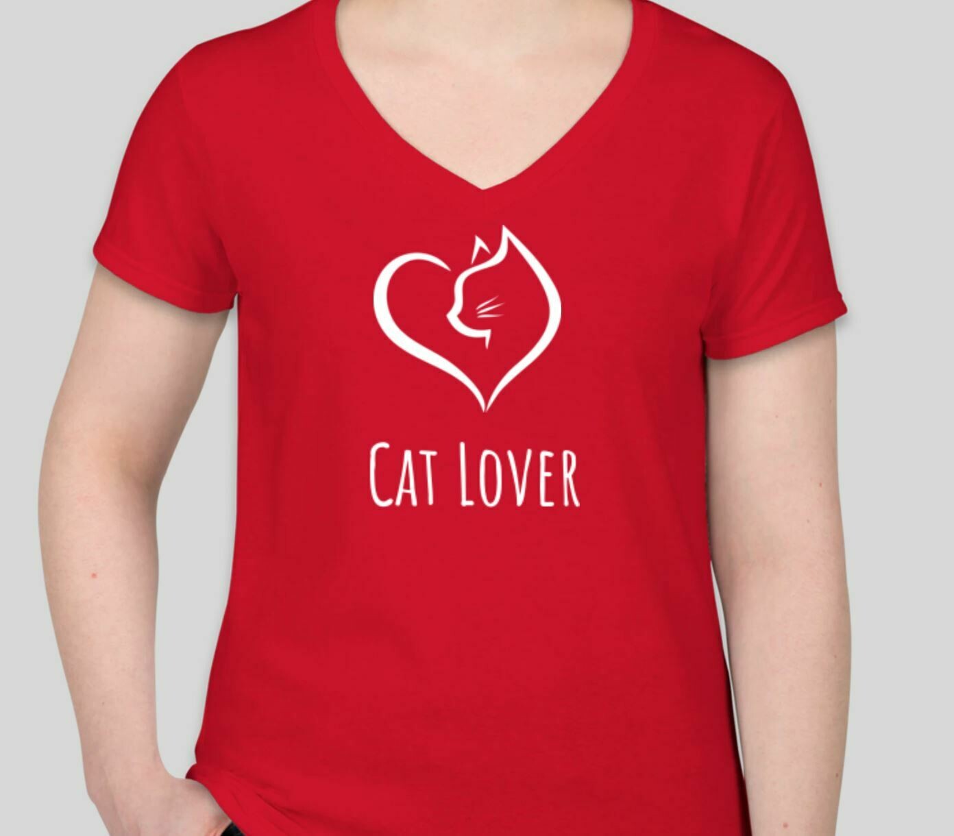 Women's T-shirt Cat Lover (Red)