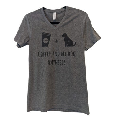 Men and Women T-shirt Coffee and My Dog (Asphalt Gray)