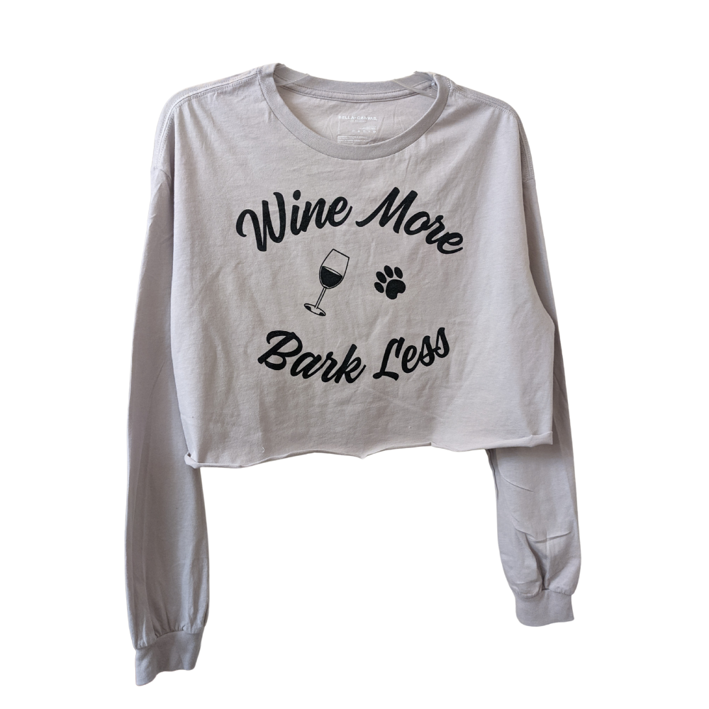 Women's Cropped Top Wine More Bark Less (Beige)