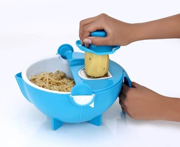 7in1 Multifunctional Vegetable Fruits Cutter Shredder with Rotating Drain Basket