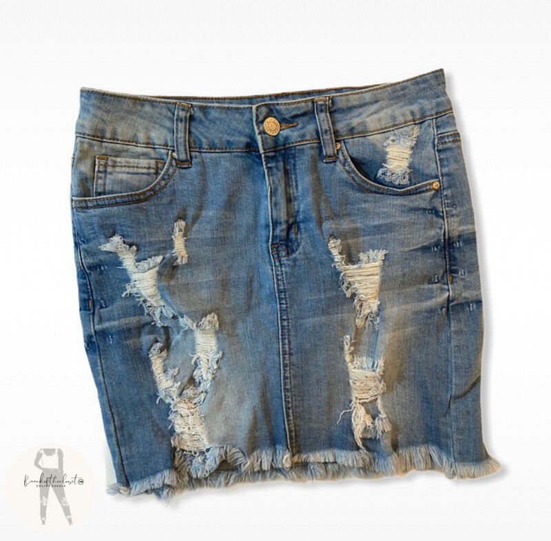 Distressed Jean Skirt