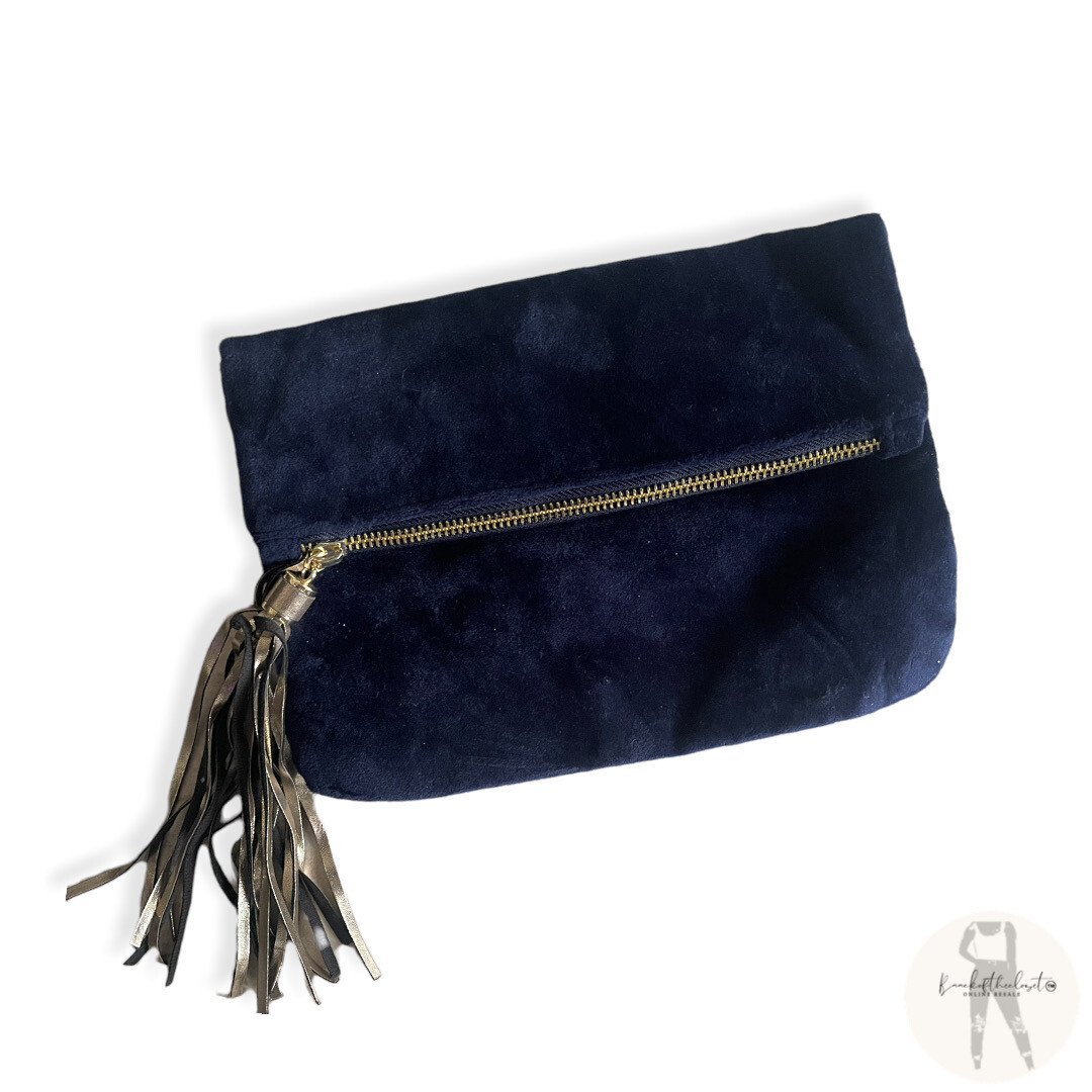Navy Velvet Clutch