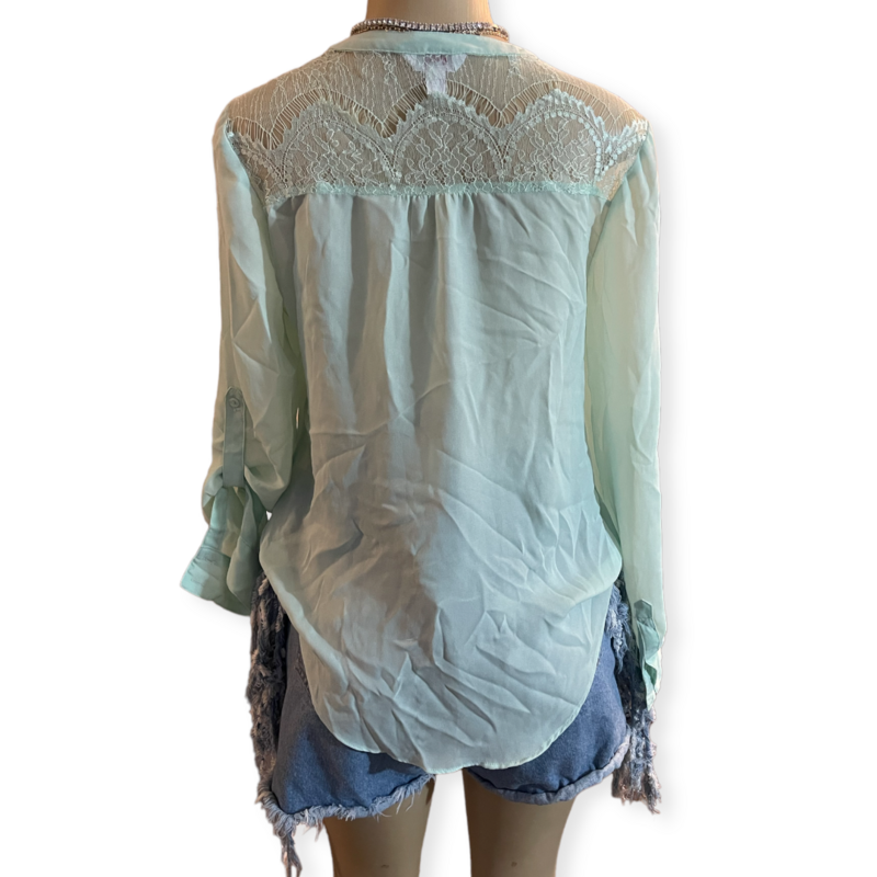Candies Sheer Long Sleeve Blouse
