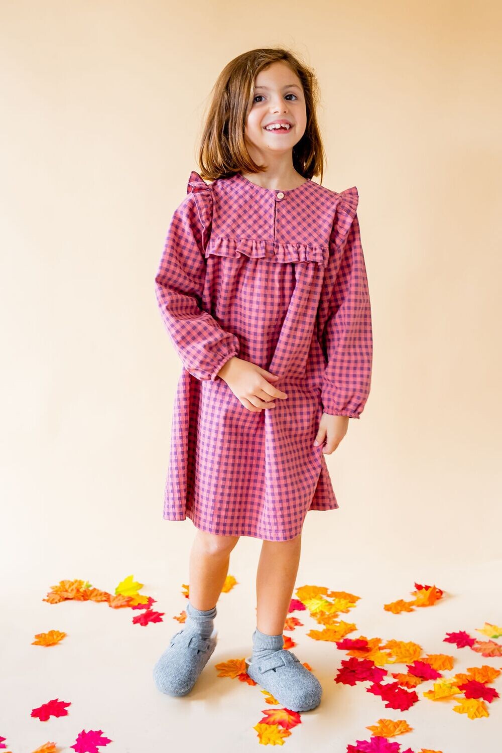 Vestido cuadros vichy canesú kids