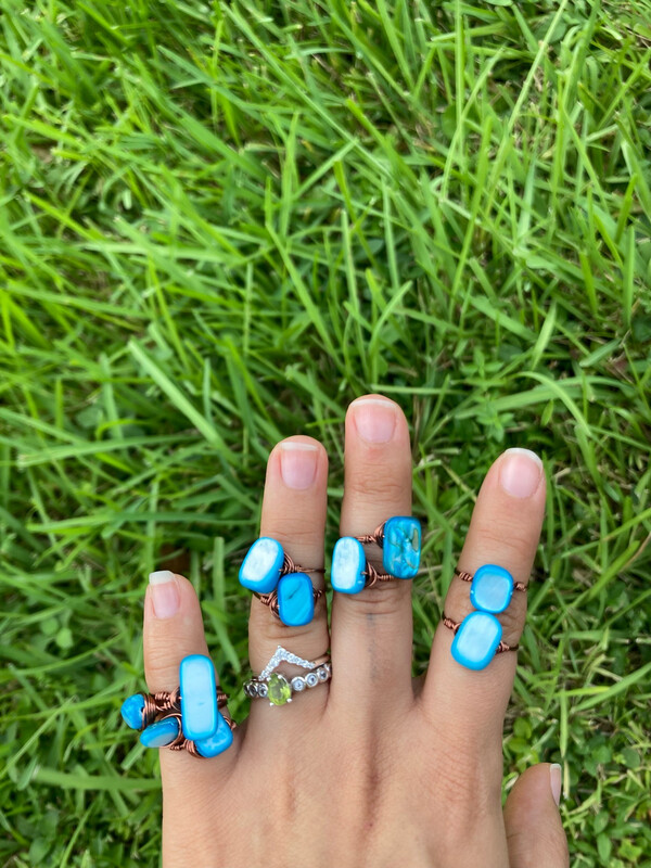 Blue Mother of Pearl Ring