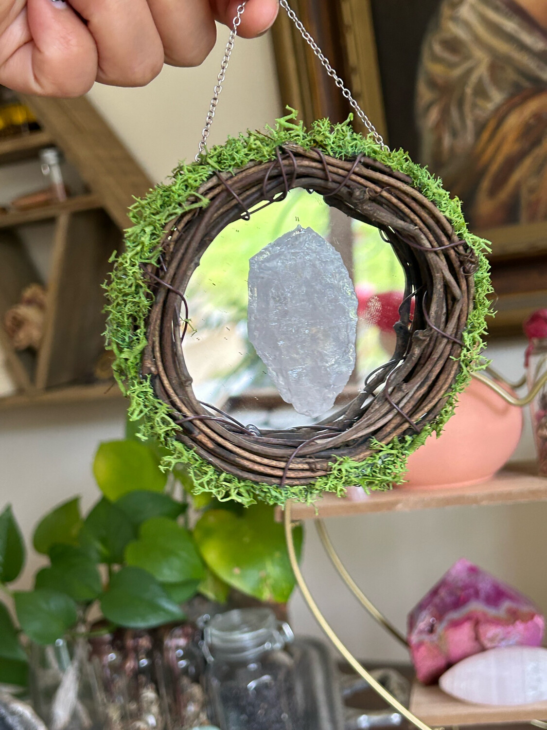 Rose Quartz Moss Mirror