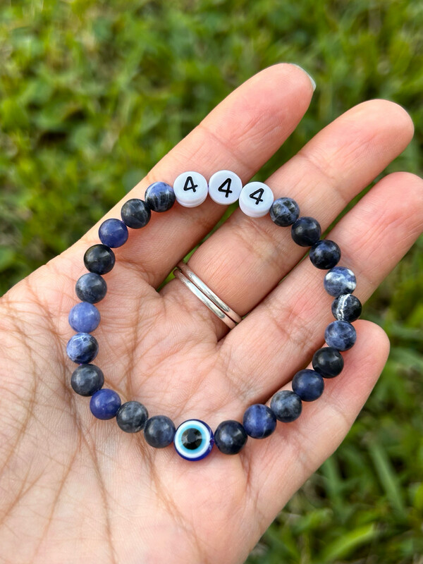 Sodalite 444 Evil Eye Bracelet