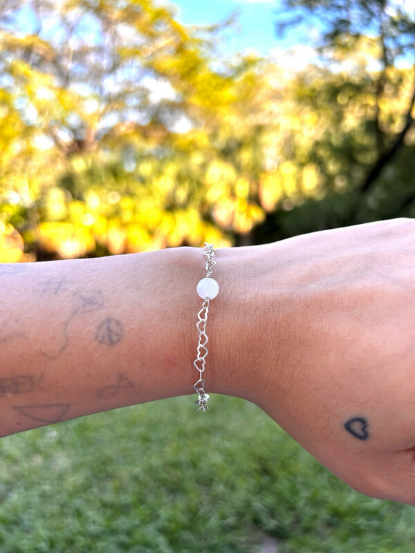 Rose Quartz Heart Chain Bracelet