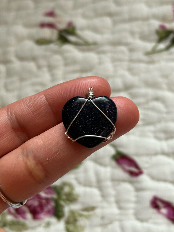 Blue Goldstone Mini Heart