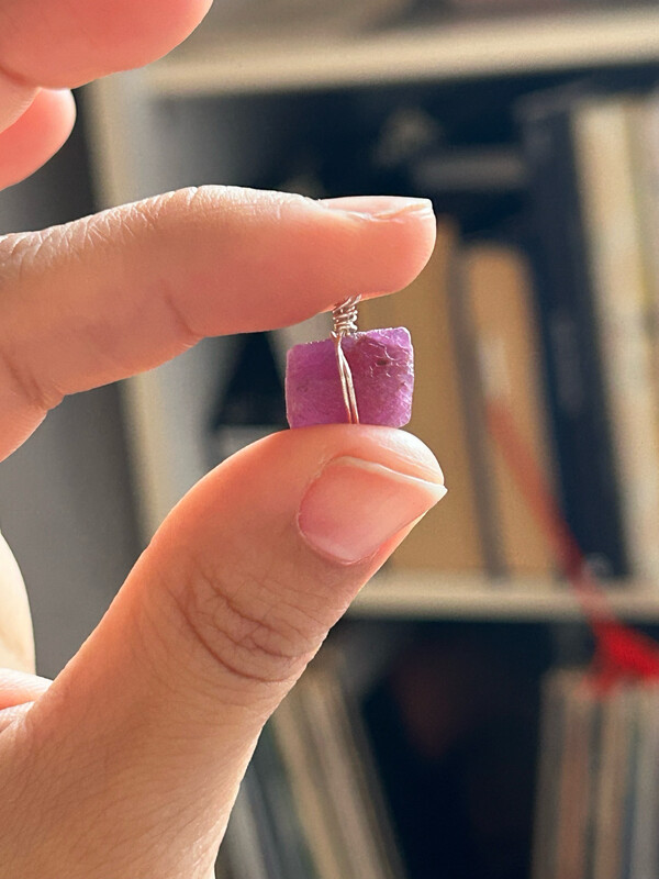 Raw Ruby Pendant in Silver