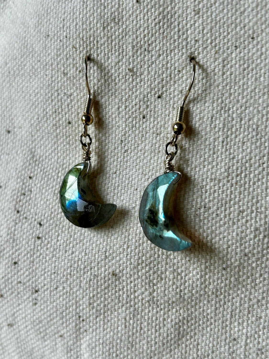 Labradorite Faceted Moon Earrings