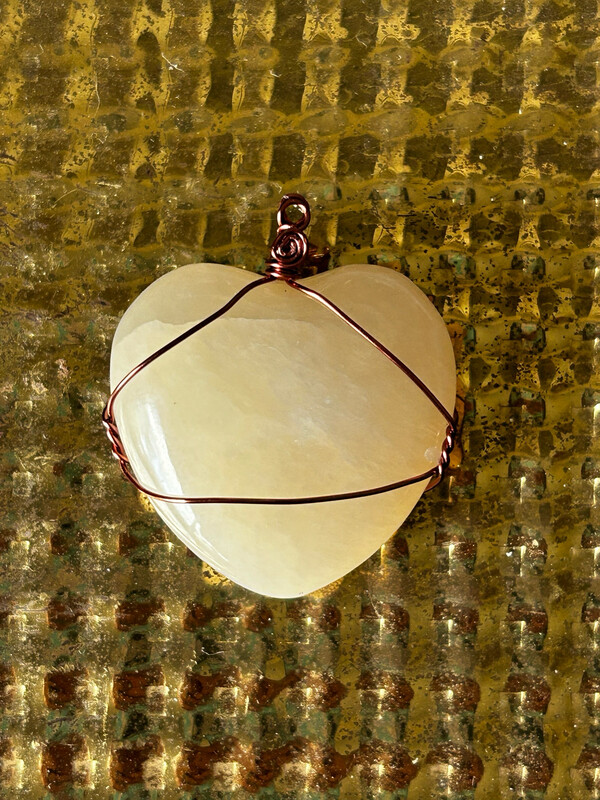 Yellow Calcite Heart