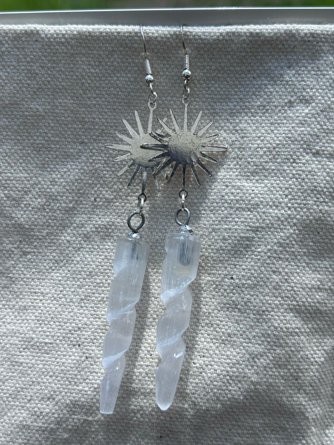 Selenite Unicorn Horn Earrings