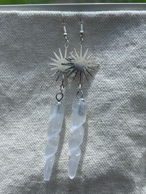 Selenite Unicorn Horn Earrings