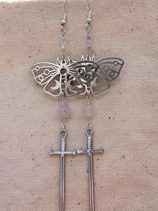 Moon Moth Sword Earrings