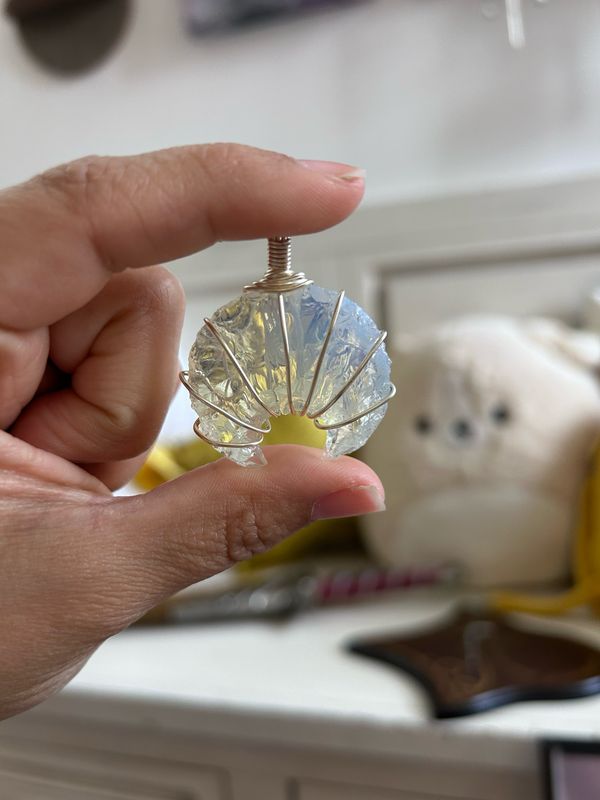 Straight Wire Opalite Pendant