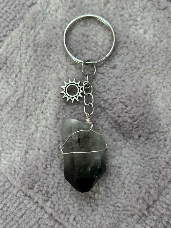 Raw Smoky Quartz Keychain