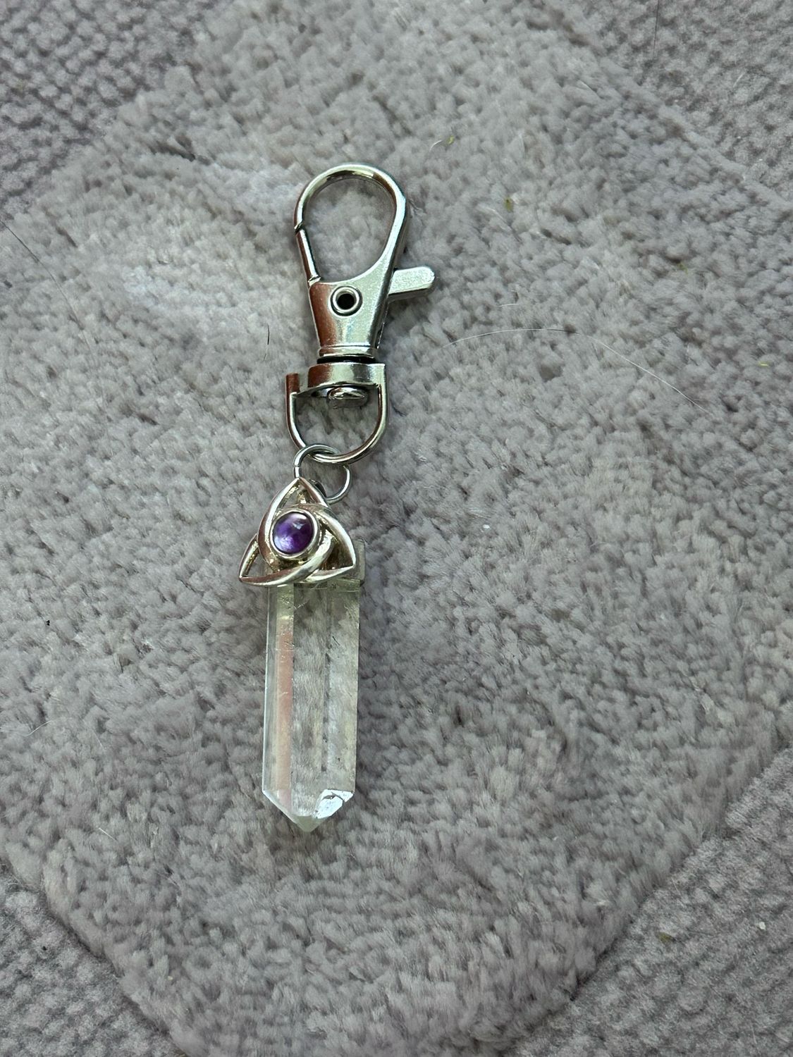 Clear Quartz Triquetra Keychain