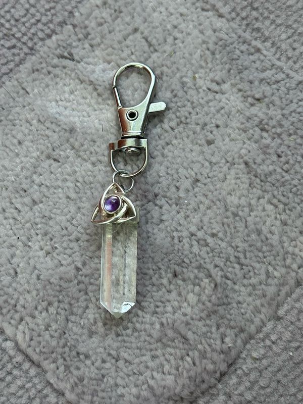 Clear Quartz Triquetra Keychain