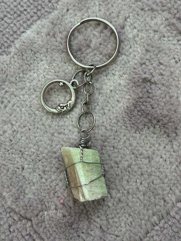 Raw Watermelon Tourmaline Keychain