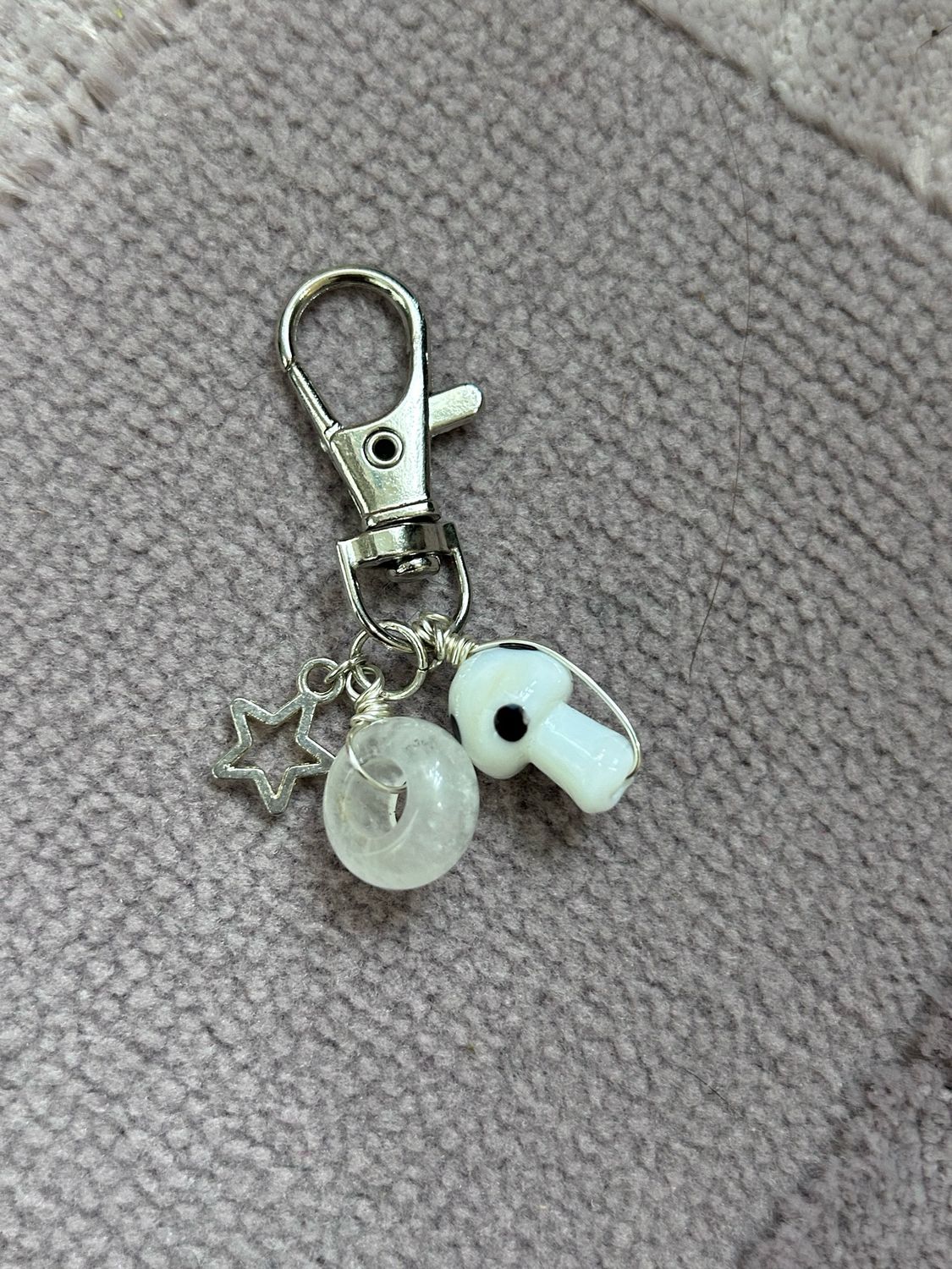 Clear Quartz Mushroom Keychain