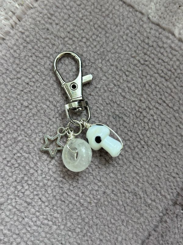Clear Quartz Mushroom Keychain
