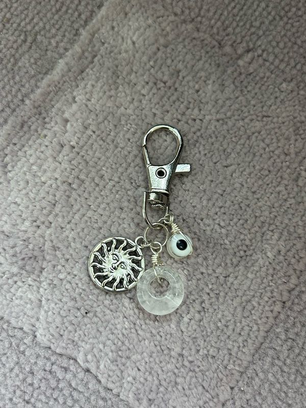 Clear Quartz Evil Eye Keychain