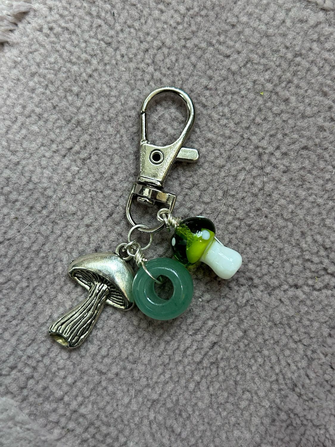 Green Aventurine Mushroom Keychain