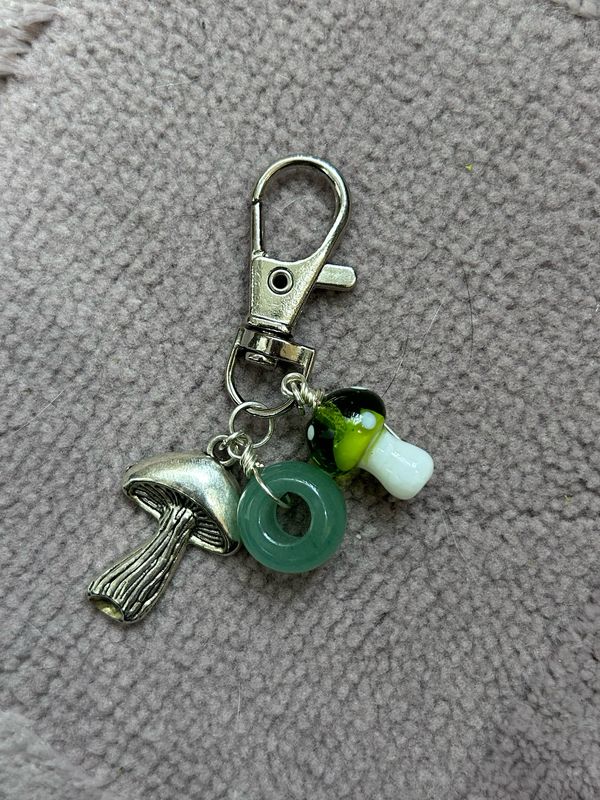Green Aventurine Mushroom Keychain