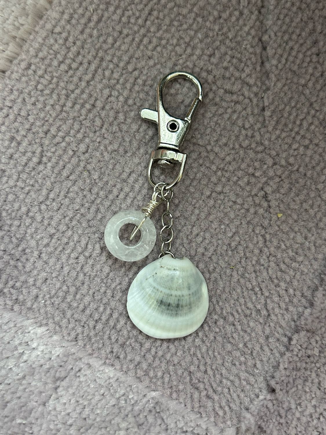 Clear Quartz Shell Keychain