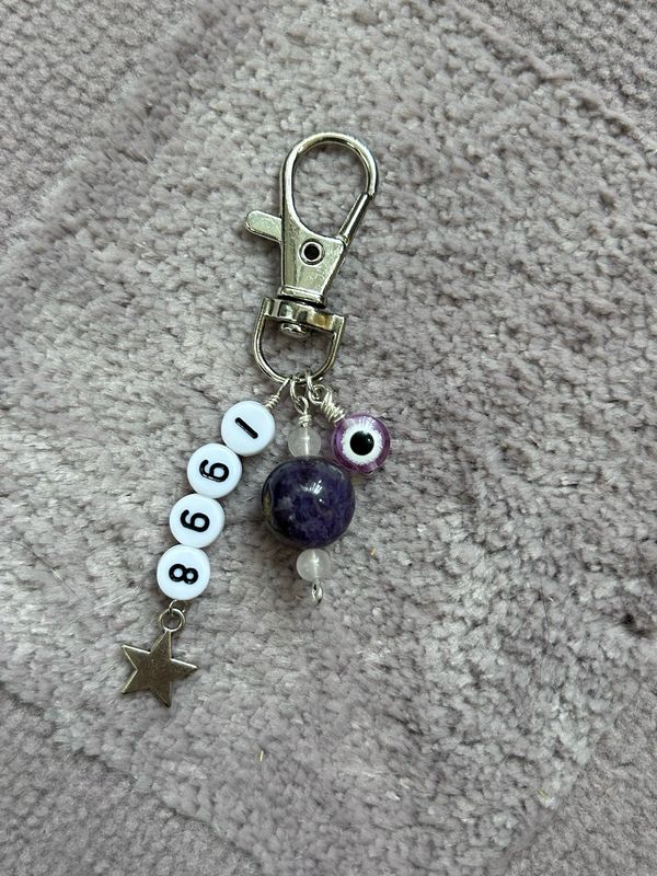 1998 Rose Quartz And Amethyst Keychain