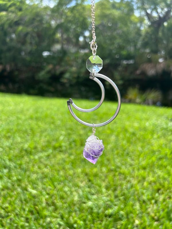 Amethyst Car Charm (Clear Prism)