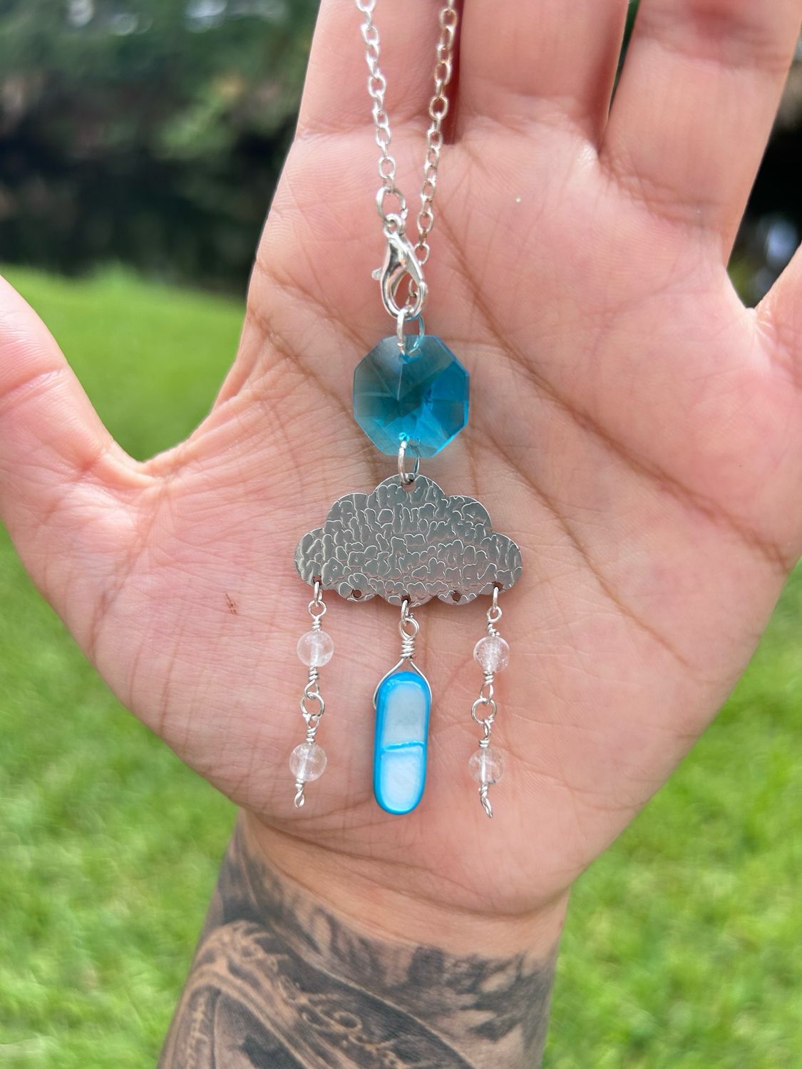 Clear Quartz Cloudy Car Charm