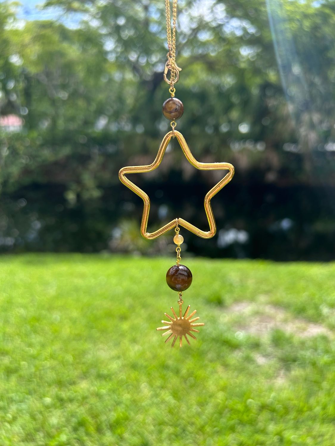 Tigers Eye And Citrine Car Charm