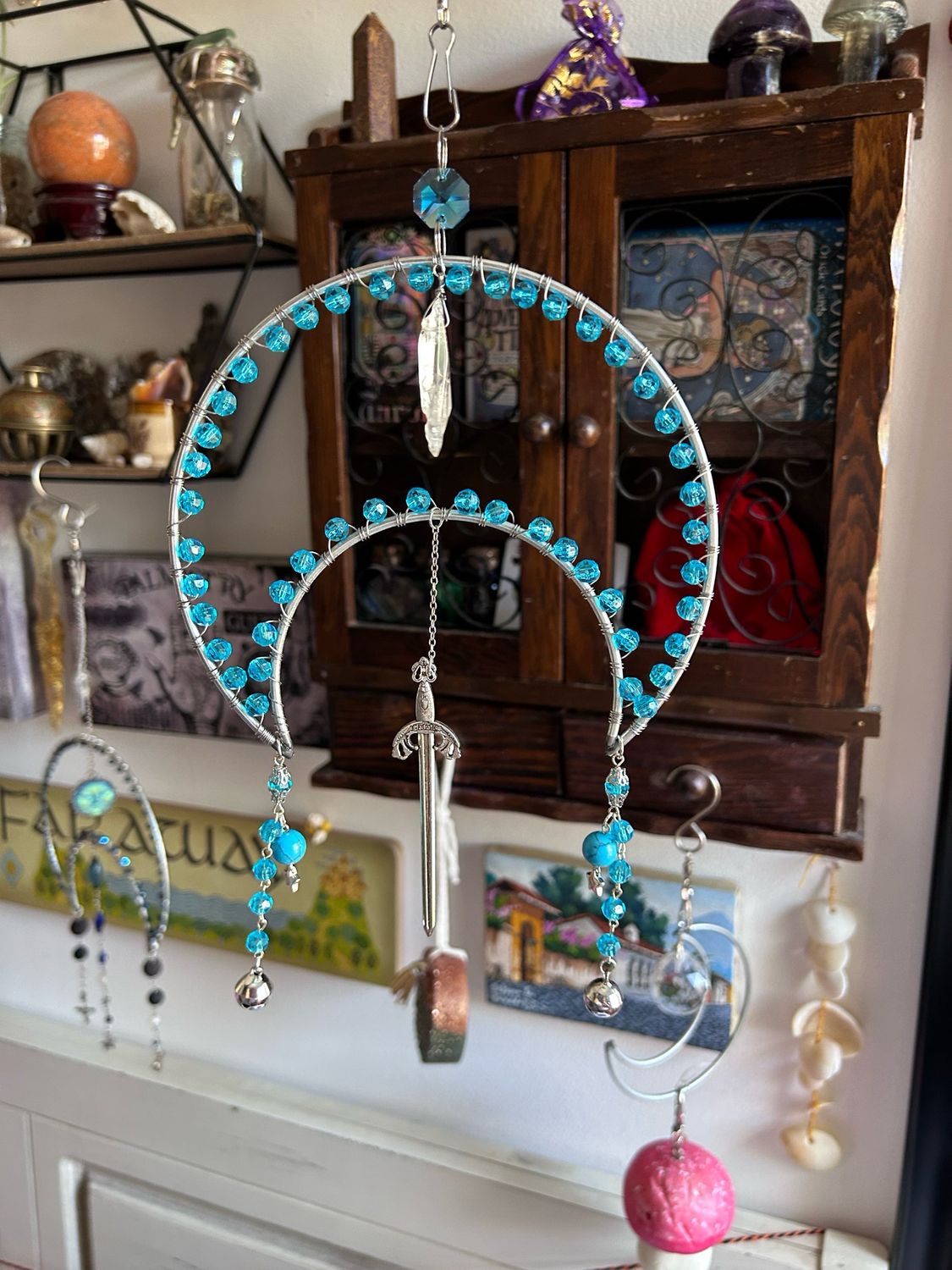 Quartz And Blue Howlite Moon Catcher