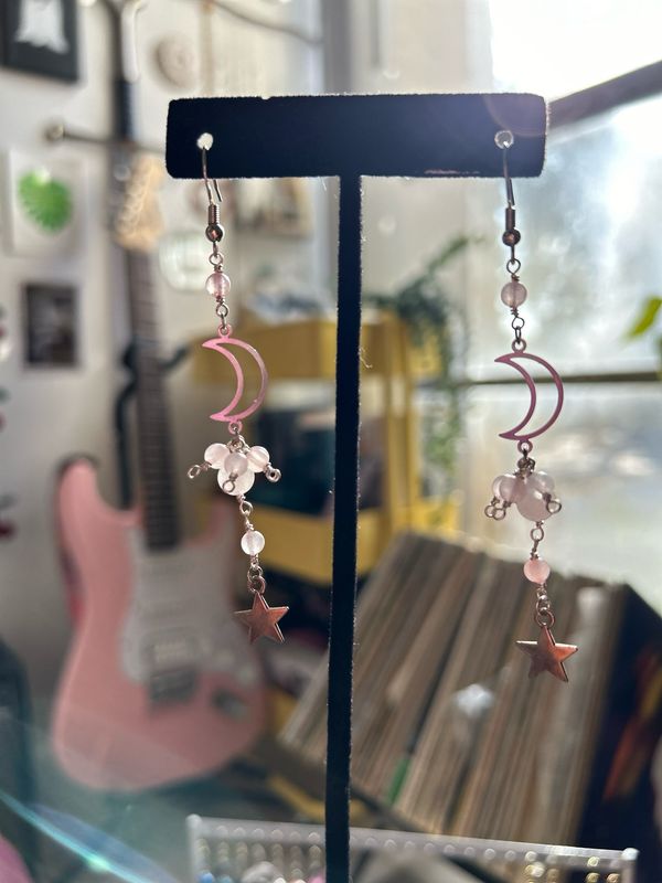 Rose Quartz Celestial Earrings
