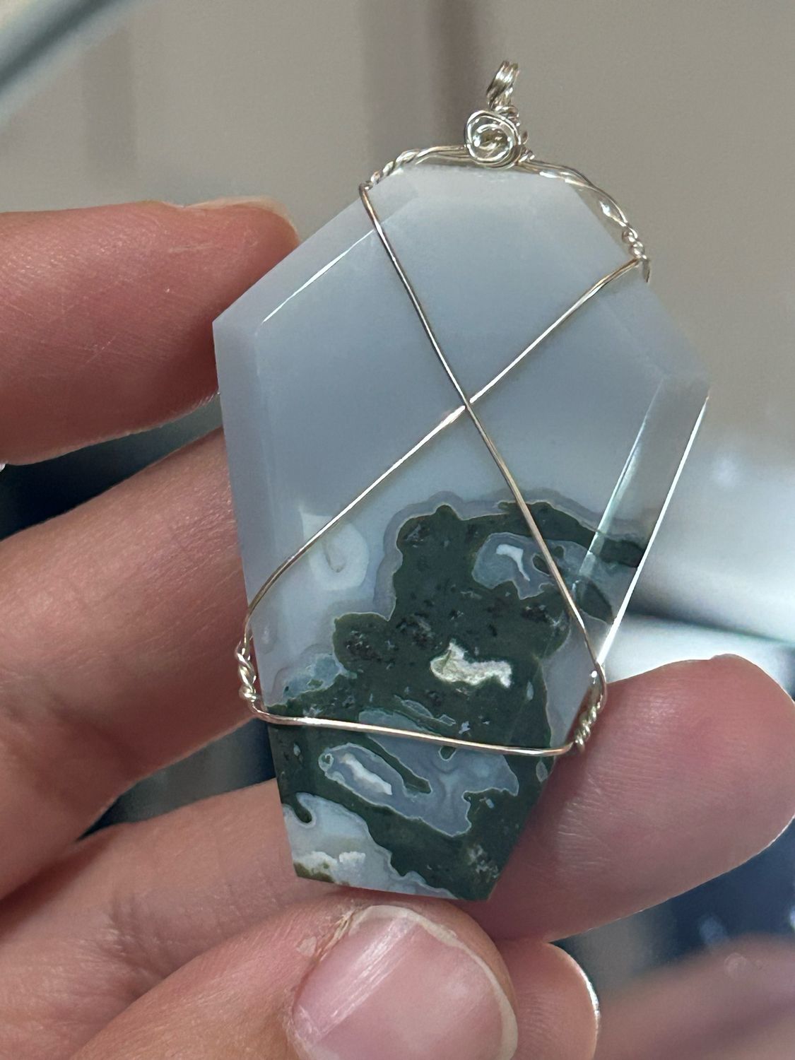 Moss Agate Coffin (Large)