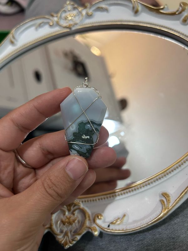 Moss Agate Coffin (Large)