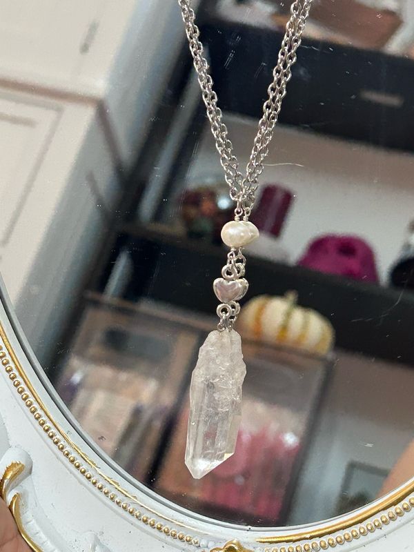 Quartz and Pearl Love Pendant