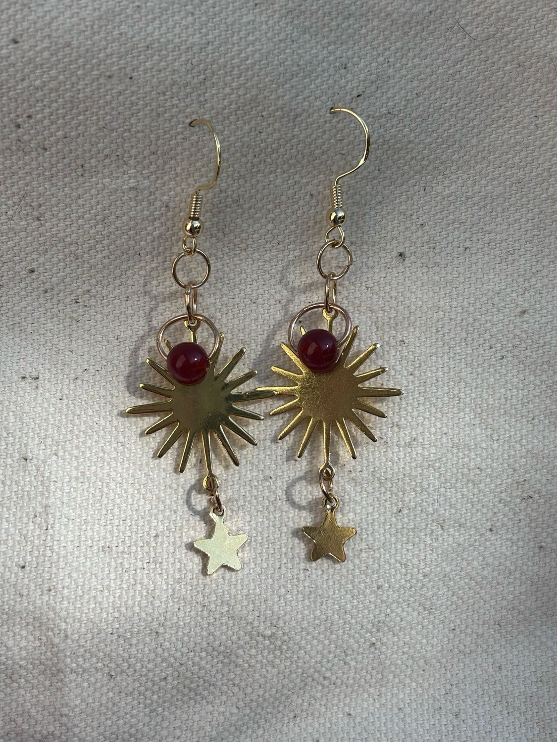 Carnelian Starburst Earrings (made by Kayleigh)