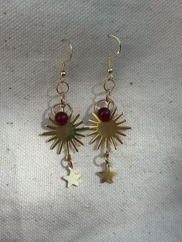 Carnelian Starburst Earrings (made by Kayleigh)